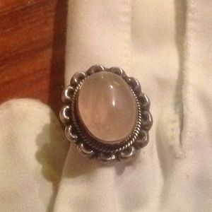 925 Sterling silver light pink stone ring